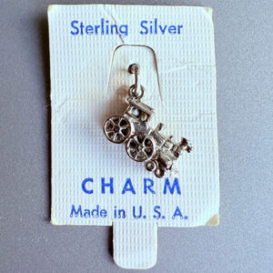 Sterling Silver 925 Train Locomotive Railroad Charm Pendant